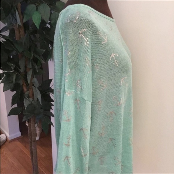 NO Boundaries long sleeve Top Juniors XXL mint green with silver anchors - Picture 4 of 8